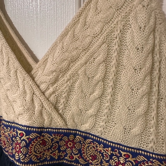 Free People Cable Knit V Neck Fit and Flare Dress - Picture 6 of 10